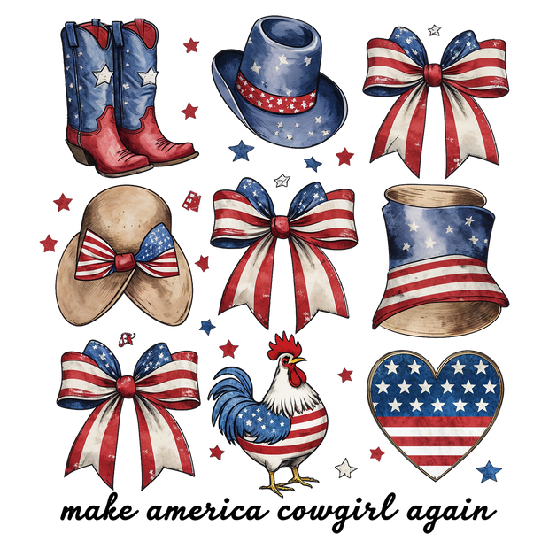 Make America Cowgirl Again USA Images DTF (direct-to-film) Transfer