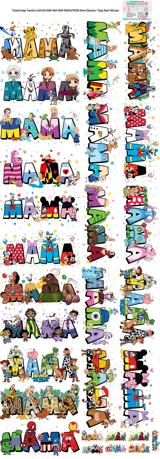 Mama Character 1 60x22" DTF Ready to Ship Gang Sheet
