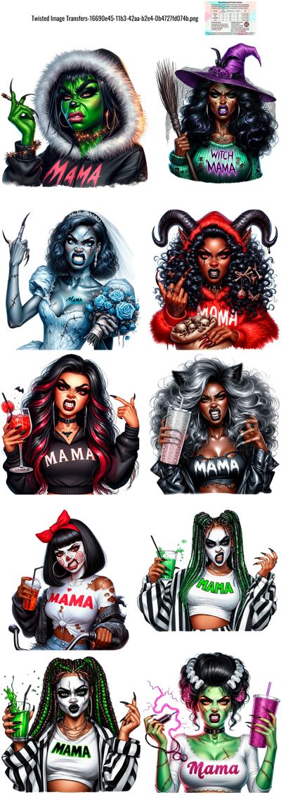 Mama Is A Badass Halloween 60x22" DTF Ready to Ship Gang Sheet