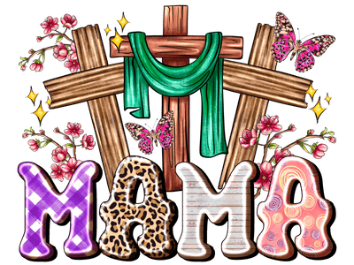 Mama with 3 Crosses DTF (direct-to-film) Transfer