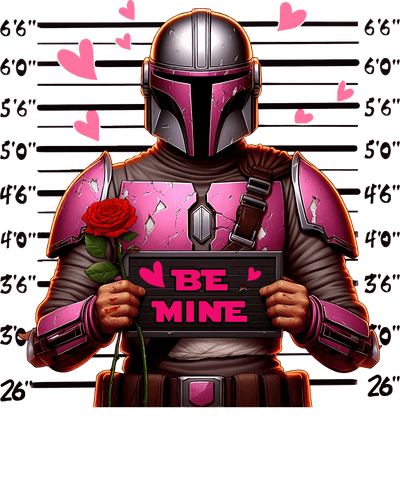 Mandalorian in Pink Mug Shot DTF (direct-to-film) Transfer