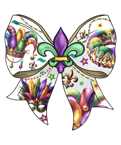 Mardi Gras Bow & Mask & Beads DTF (direct-to-film) Transfer