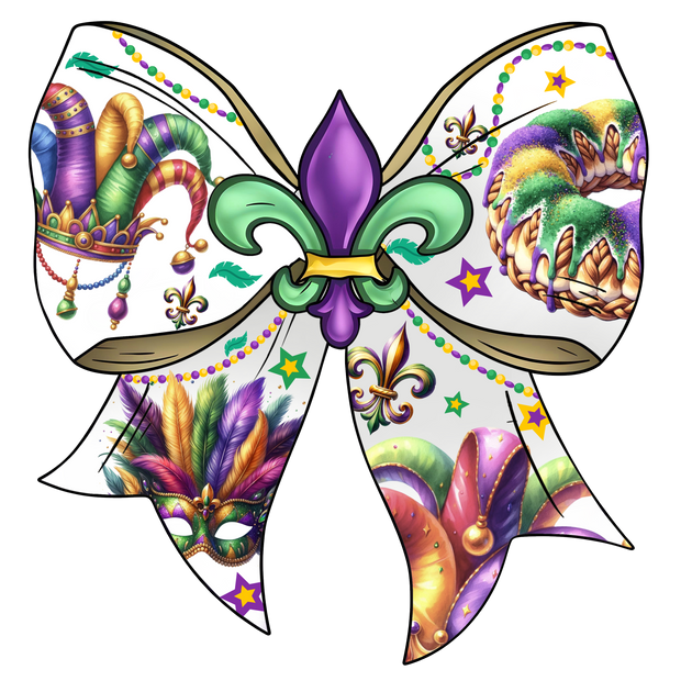 Mardi Gras Bow & Mask & Crown DTF (direct-to-film) Transfer