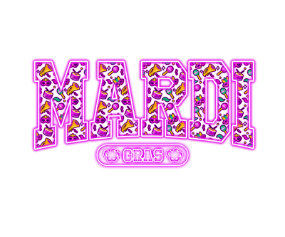 Mardi Gras In Pink Font With Confetti Sprinkles NOLA DTF (direct-to-film) Transfer