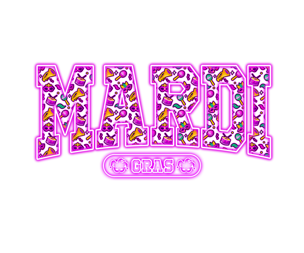 Mardi Gras In Pink Font With Confetti Sprinkles NOLA DTF (direct-to-film) Transfer