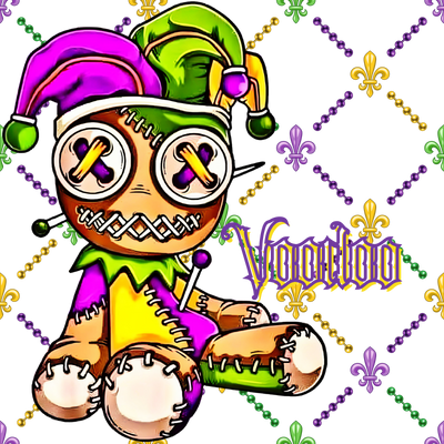 Mardi Gras Jester Voodoo Doll NOLA DTF (direct-to-film) Transfer