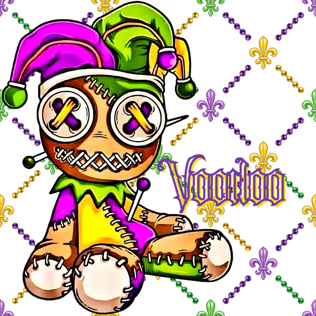 Mardi Gras Jester Voodoo Doll NOLA DTF (direct-to-film) Transfer