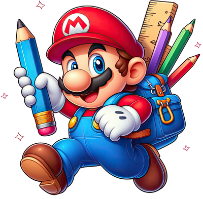 Mario in Blue Backpack DTF (direct-to-film) Transfer