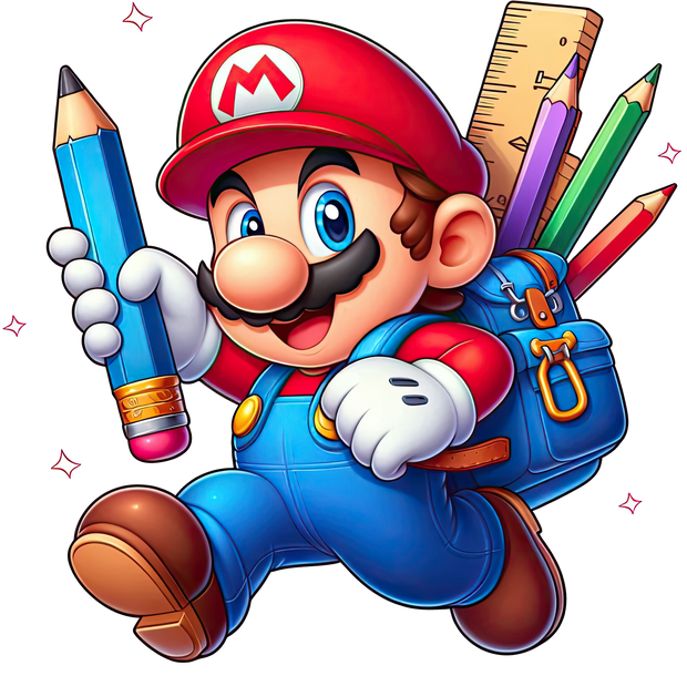 Mario in Blue Backpack DTF (direct-to-film) Transfer