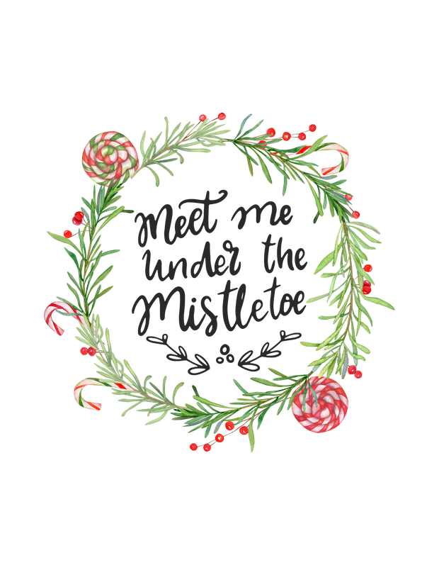 Meet Me Under the Mistletoe Wreath DTF (direct-to-film) Transfer