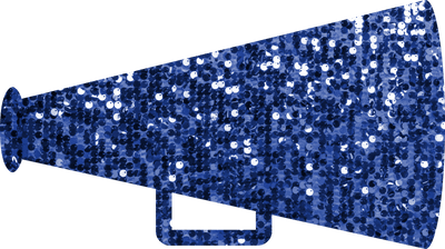 Megaphone Cheer Faux Glitter Blue DTF (direct-to-film) Transfer