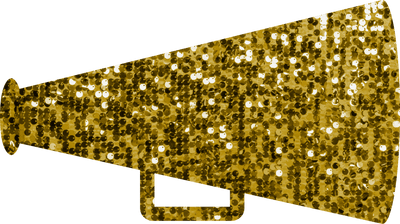 Megaphone Cheer Faux Glitter Gold DTF (direct-to-film) Transfer