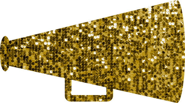 Megaphone Cheer Faux Glitter Gold DTF (direct-to-film) Transfer
