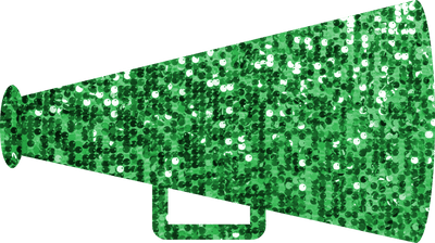 Megaphone Cheer Faux Glitter Green DTF (direct-to-film) Transfer
