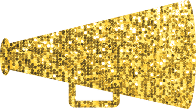 Megaphone Cheer Faux Glitter Yellow DTF (direct-to-film) Transfer