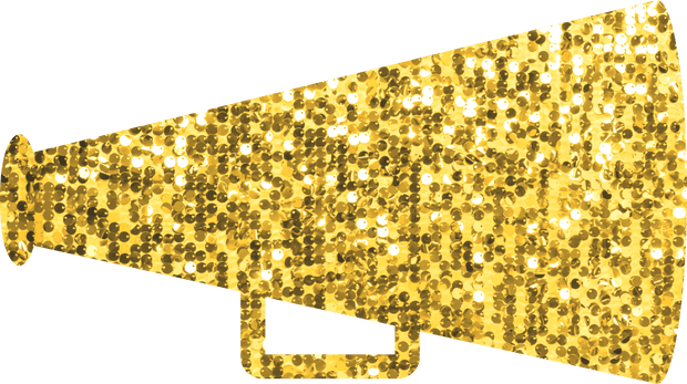 Megaphone Cheer Faux Glitter Yellow DTF (direct-to-film) Transfer