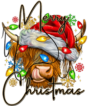 T-Shirt with Merry Christmas Cow 2 in DTF - Twisted Image Transfers