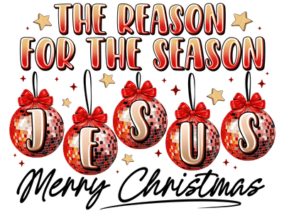 Merry Christmas Jesus Disco Balls DTF (direct-to-film) Transfer