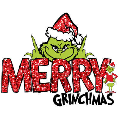 Merry Grinchmas Glitter Direct to Film DTF Transfer - Twisted Image Transfers