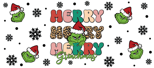 Merry Merry Merry Grinchmas 16oz UV DTF Libby Cup Wrap