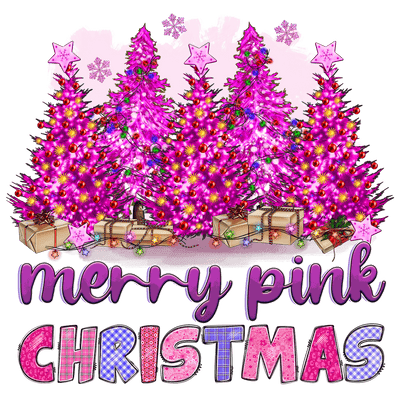 Merry Pink Christmas Trees-min DTF (direct-to-film) Transfer