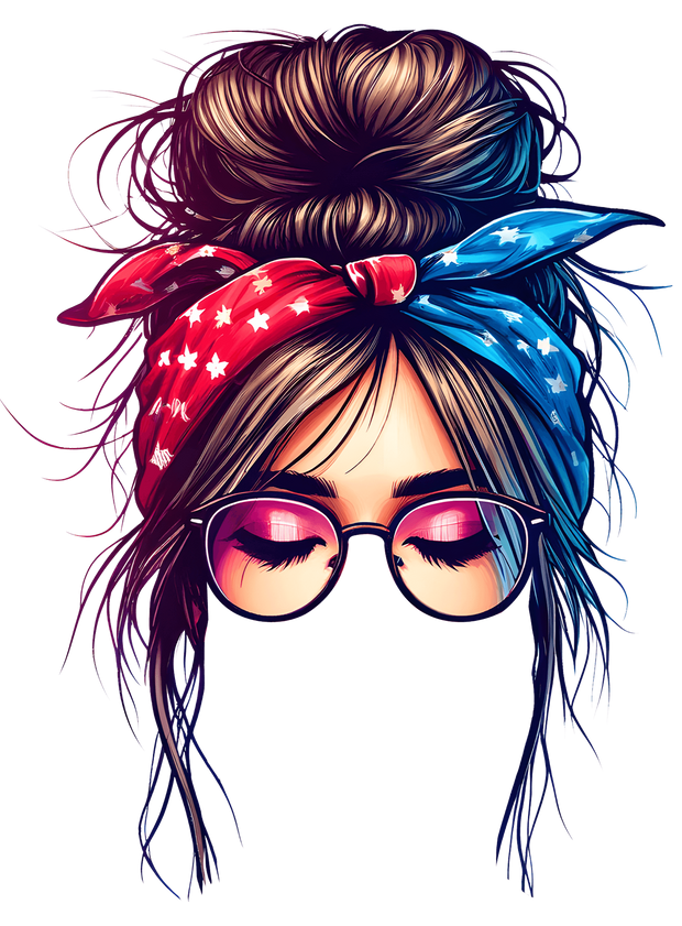 Messy Bun & Eyes Closed USA DTF (direct-to-film) Transfer