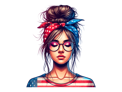 Messy Hair USA Shirt & Glasses DTF (direct-to-film) Transfer