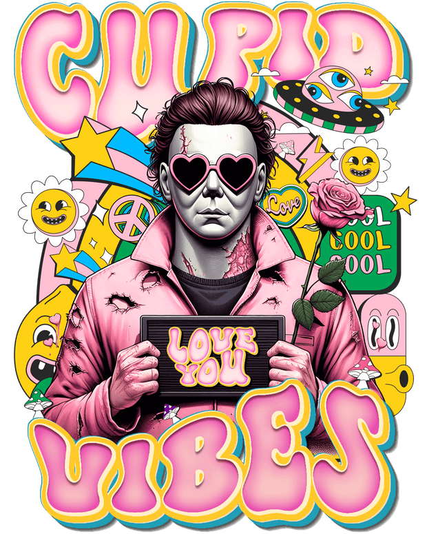 Michael Myers in Pink Cupid DTF (direct-to-film) Transfer