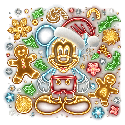 Mickey Neon With Yellow Decor DTF (direct-to-film) Transfer