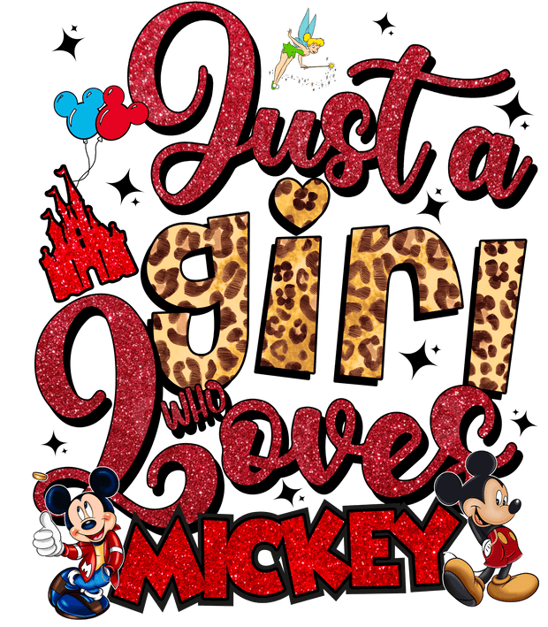 Mickey in Red Valentine DTF (direct-to-film) Transfer