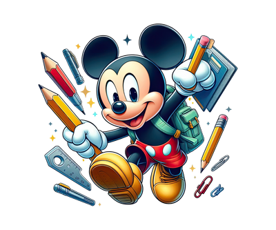 Mickey with Pencils & Clips DTF (direct-to-film) Transfer
