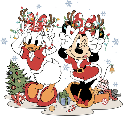 Minnie And Daisy Duck Christmas DTF (direct-to-film) Transfer