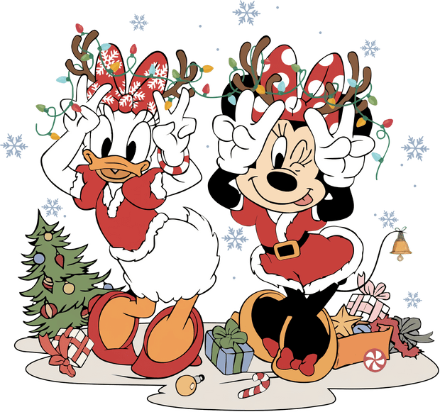 Minnie And Daisy Duck Christmas DTF (direct-to-film) Transfer