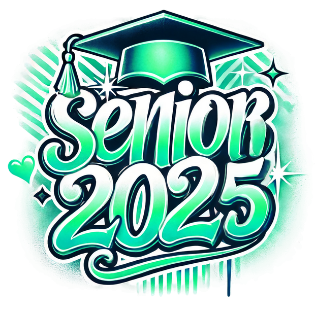 Mint Green Senior 2025 Airbrushed DTF (direct-to-film) Transfer