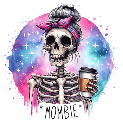 Mombie Holding Cup Color Drip DTF (direct-to-film) Transfer