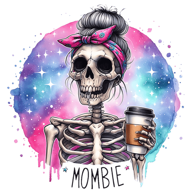 Mombie Holding Cup Color Drip DTF (direct-to-film) Transfer