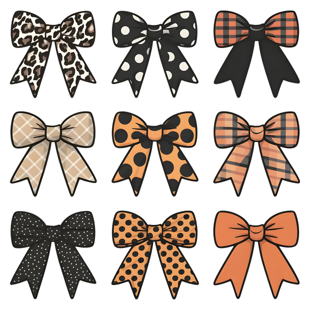 Multi Color Bow Coquette Halloween DTF (direct-to-film) Transfer