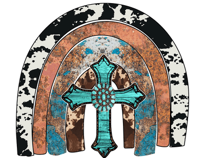 Multi Pattern Rainbow & Blue Cross DTF (direct-to-film) Transfer