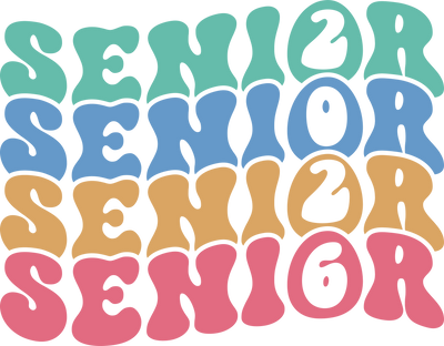 Multicolored Groovy Vintage Senior 2026 DTF (direct-to-film) Transfer