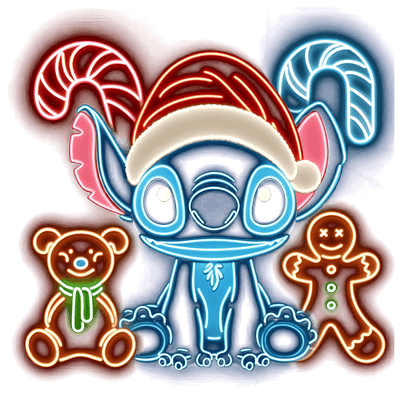 Neon Bear Stitch and Gingerbread DTF (direct-to-film) Transfer