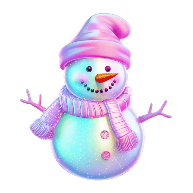 Neon Pink Snowman DTF (direct-to-film) Transfer