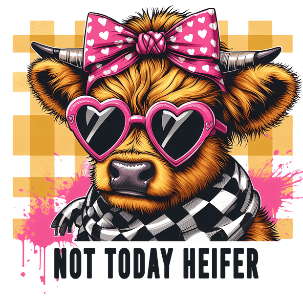 Not Today Heifer in Plaid DTF (direct-to-film) Transfer