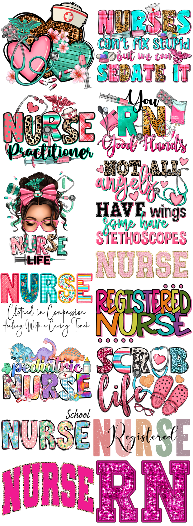 Nurses are Awesome 60x22" DTF Ready to Ship Gang Sheet