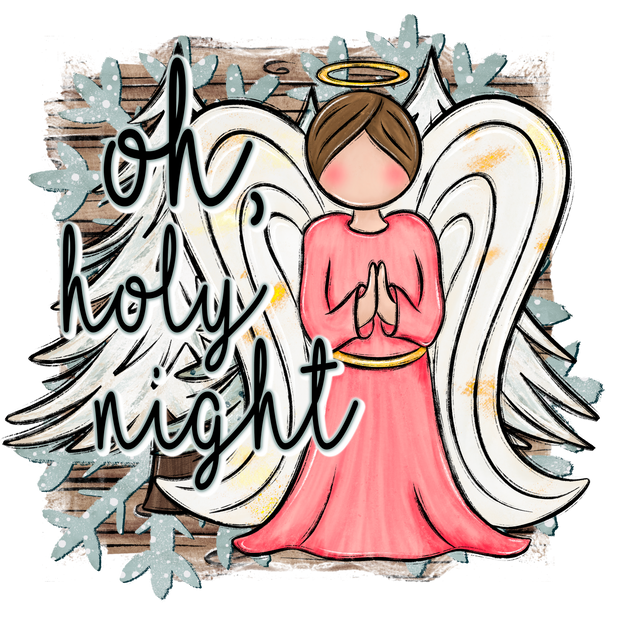 Oh Holy Night Angel Praying DTF (direct-to-film) Transfer