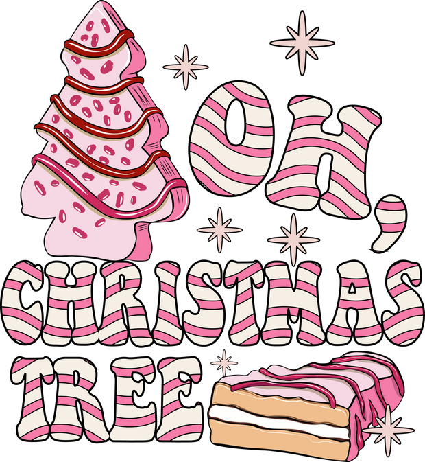 Oh Pink Christmas Tree Cakes Lights DTF (direct-to-film) Transfer