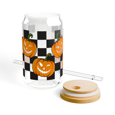 Orange Pumpkins with Checkers 16oz UV DTF Libby Wrap