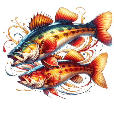 Orange Fish & Color Drip DTF (direct-to-film) Transfer