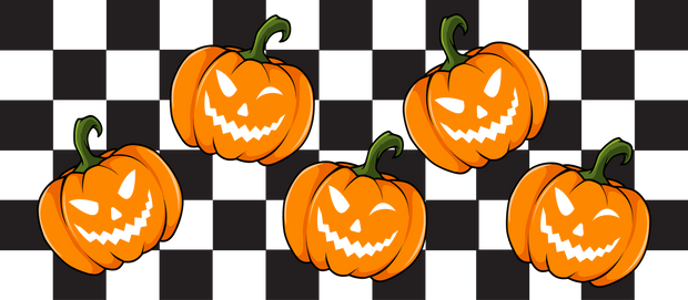 Orange Pumpkins with Checkers 16oz UV DTF Libby Wrap