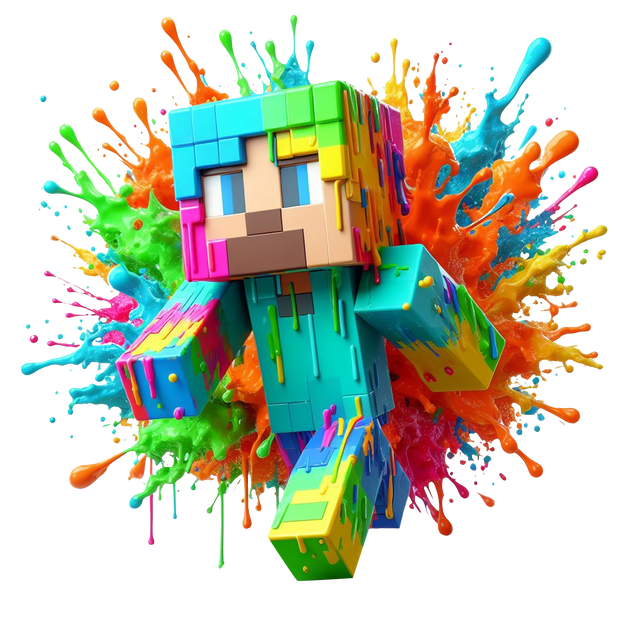 Orange Splatter Color Drip Minecraft DTF (direct-to-film) Transfer