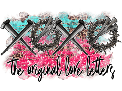 Original Love Letters Pink Glitter DTF (direct-to-film) Transfer